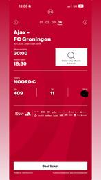1 kaartje voor Ajax - FC Groningen voor vanavond, Tickets en Kaartjes, Losse kaart, Eén persoon, November