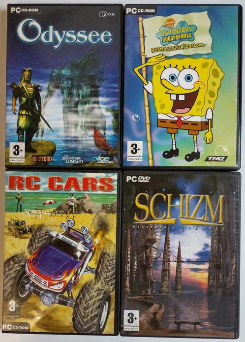 4x CD-rom: Odyssee, SpongeBob, RC Cars, Schizm (PEGI 3+), Spelcomputers en Games, Games | Pc, Zo goed als nieuw, Avontuur en Actie