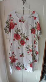 Linnen jurk met rozenprint van Made in Italy, Kleding | Dames, Gedragen, Onder de knie, Wit, Maat 46/48 (XL) of groter