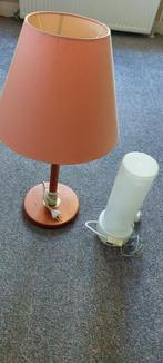 2 {Tafel)lampen inclusief (spaar)lamp  en (trek)schakelaar, Ophalen of Verzenden, Zo goed als nieuw, Glas, 50 tot 75 cm