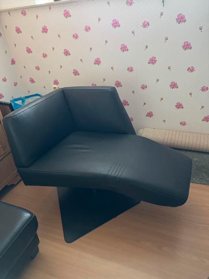 Leren Design Lounge Stoel - Verstelbaar & Draaibaar, Huis en Inrichting, Banken | Sofa's en Chaises Longues, Zo goed als nieuw
