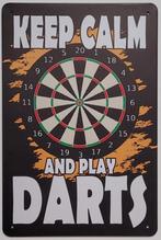 Keep Calm and play darts reclamebord van metaal wandbord