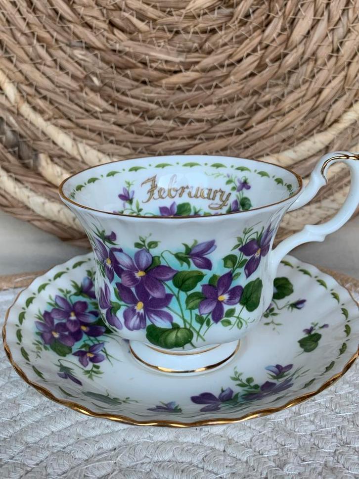 Royal Albert Herenkop en Schotel - Februari, Antiek en Kunst, Antiek | Porselein, Ophalen of Verzenden