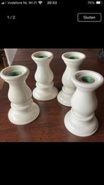 4 lage witte kandelaars!, Ophalen, Hout, Minder dan 25 cm