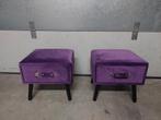 Nacht kastjes  paars   velours, Huis en Inrichting, Slaapkamer | Nachtkastjes, Ophalen, Zo goed als nieuw, Minder dan 45 cm, Minder dan 55 cm