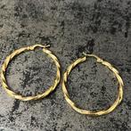 14k gouden oorbellen creolen wokkels, Ophalen of Verzenden, Zo goed als nieuw, Goud
