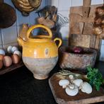 Mooie oude brocante Franse confitpot kruik pot oker *Etage3*, Gebruikt, ., Ophalen of Verzenden, .