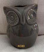Uil Ornament / Vaas - Grijs Aardewerk, Zwart, Aardewerk of Porselein, Ophalen of Verzenden, Zo goed als nieuw