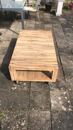 Teak houten salontafel met wieltjes, 100 tot 150 cm, Minder dan 50 cm, Teakhout, Teak hout