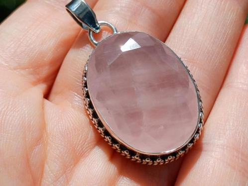 Vanoli 925 zilveren kettinghanger met rozenkwarts, Sieraden, Tassen en Uiterlijk, Kettinghangers, Nieuw, Zilver, Roze, Overige voorstellingen