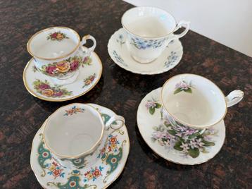 4 vintage Engelse kop en schotels - voor goed doel! beschikbaar voor biedingen