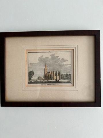 Hele mooie ets van kerk in Heemskerk (1740) beschikbaar voor biedingen