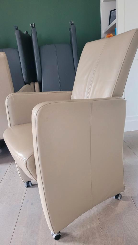 6 Riva Eetkamerstoelen - Beige & Grijs, Huis en Inrichting, Fauteuils, 50 tot 75 cm, Minder dan 75 cm, Ophalen