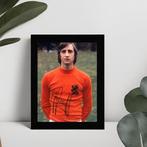 Johan Cruyff gedrukte handtekening ingelijst Oranje, Ophalen of Verzenden