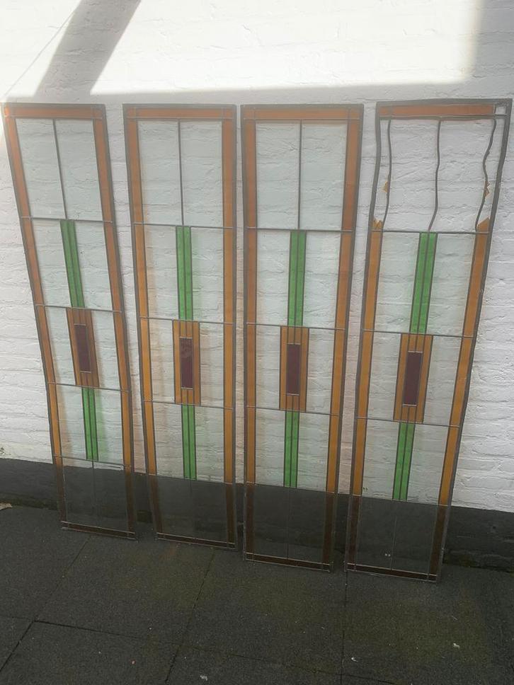 Glas in lood panelen, Doe-het-zelf en Verbouw, Glas en Ramen, Zo goed als nieuw, Glasplaat, 160 cm of meer, Glas in lood, Ophalen of Verzenden