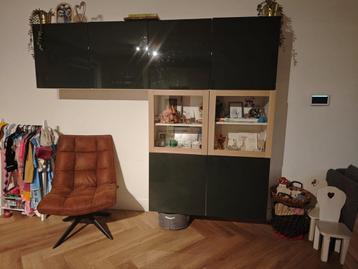 Twee bestå vitrinedeuren met houten frame - afbeelding 5