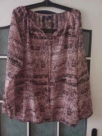 Lichtroze/zwarte tuniek/blouse, maat XL beschikbaar voor biedingen