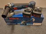 bosch slijptol gws 18v-10   2x accu, Ophalen of Verzenden, Gebruikt, 700 tot 1000 watt, Haakse handslijpmachine