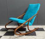 60 jaren blauwe schommel stoel Rocking Chair Tsjechische TON, Huis en Inrichting, Stoelen, Blauw, Gebruikt, Vintage, Hout