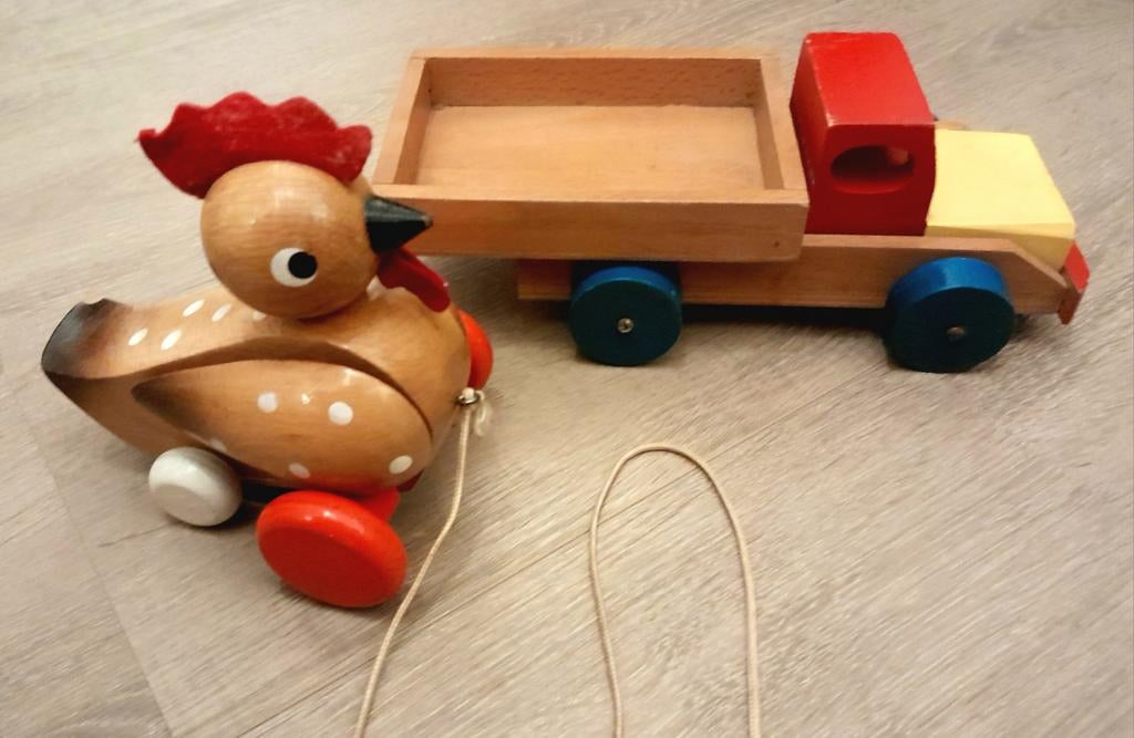 Speelgoed Vintage vrachtauto en trekdier LOT, Kinderen en Baby's, Speelgoed | Houten speelgoed, Verzenden, Zo goed als nieuw