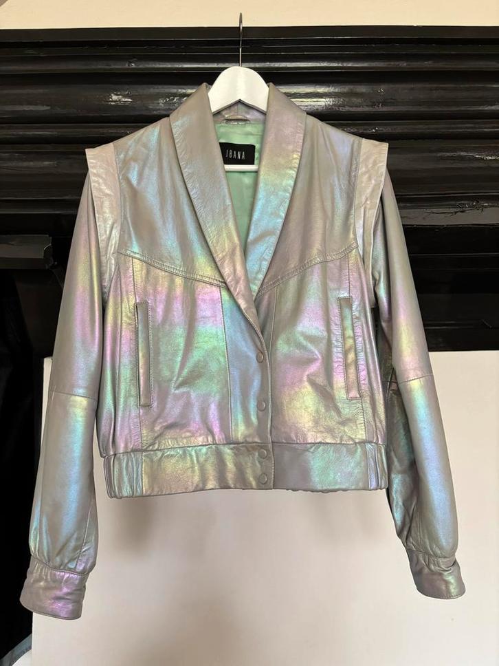 IBANA Leren Jack - Parelmoer - Maat S, Kleding | Dames, Jasjes, Kostuums en Pakken, Zo goed als nieuw, Jasje, Maat 36 (S), Overige kleuren