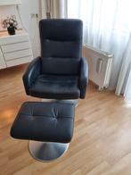 2 leren fauteuils met 1 voeten bank, Huis en Inrichting, Fauteuils, Ophalen, Gebruikt, Minder dan 75 cm, Leer