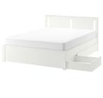 SONGESAND bed 160 cm met 2 bedlades, wit/Luröy, Ophalen of Verzenden, Zo goed als nieuw