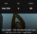TICKETS TOM ODELL ZIGGO DOME 03/11/2025, Tickets en Kaartjes, Concerten | Pop, Drie personen of meer, November