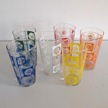 Set v. 6 vintage limonade glazen frisdrankglazen drinkglazen beschikbaar voor biedingen