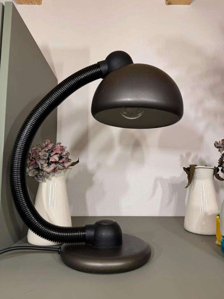 Vintage Hustadt Leuchten Bureaulamp donkerbruin/zwart metaal, Huis en Inrichting, Lampen | Vloerlampen, Zo goed als nieuw, Minder dan 100 cm