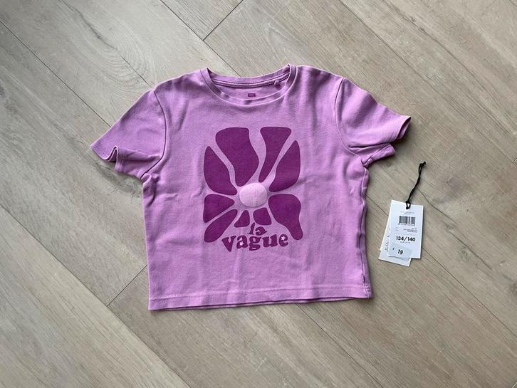 WE Fashion paars cropped T-shirt – maat 134/140, Kinderen en Baby's, Kinderkleding | Maat 134, Zo goed als nieuw, Meisje, Shirt of Longsleeve
