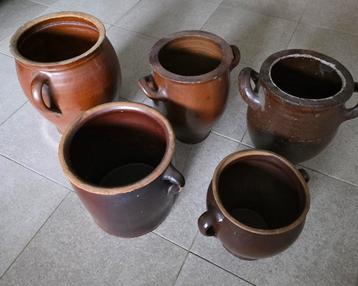 Oude Aardewerk Kruiken - Set van 5 beschikbaar voor biedingen