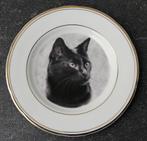 Wandbord zwarte kat poes bordje sierbord porselein, Ophalen of Verzenden, Zo goed als nieuw
