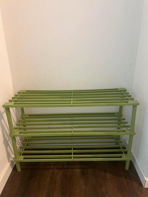 Groen Houten Schoenenrek, Huis en Inrichting, Kasten | Schoenenkasten, Gebruikt, Ophalen