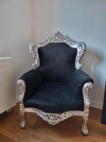 Barok stoel zwart / zilver