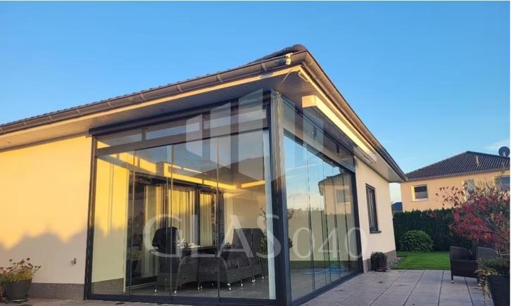 MAGAZIJNLEEGVERKOOP Glazenschuifwanden incl.alle accessoires, Tuin en Terras, Overkappingen, Nieuw, Veranda, Ophalen