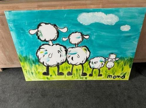 Canvas schilderij schapen 115x75cm, Kinderen en Baby's, Kinderkamer | Inrichting en Decoratie, Zo goed als nieuw, Wanddecoratie