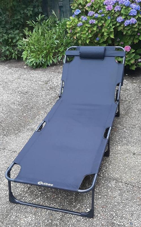 Ligbed zonnebed ligstoel verstelbaar en inklapbaar ZGAN, Tuin en Terras, Ligbedden, Zo goed als nieuw, Inklapbaar, Verstelbaar