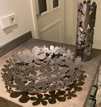 Gehamerd metalen schaal en vaas, Ophalen of Verzenden