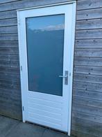 Witte Buitendeur/bergingdeur met Glas, Doe-het-zelf en Verbouw, Ophalen, Gebruikt, 80 tot 100 cm, 200 tot 215 cm