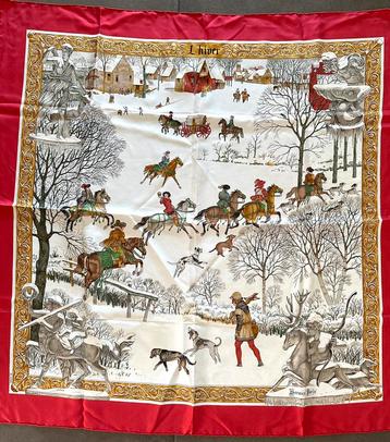 HERMÈS vintage zijden sjaal  L ‘Hiver beschikbaar voor biedingen