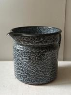 Grijsgewolkte emaille melkkan, Antiek en Kunst, Antiek | Emaille, Ophalen of Verzenden