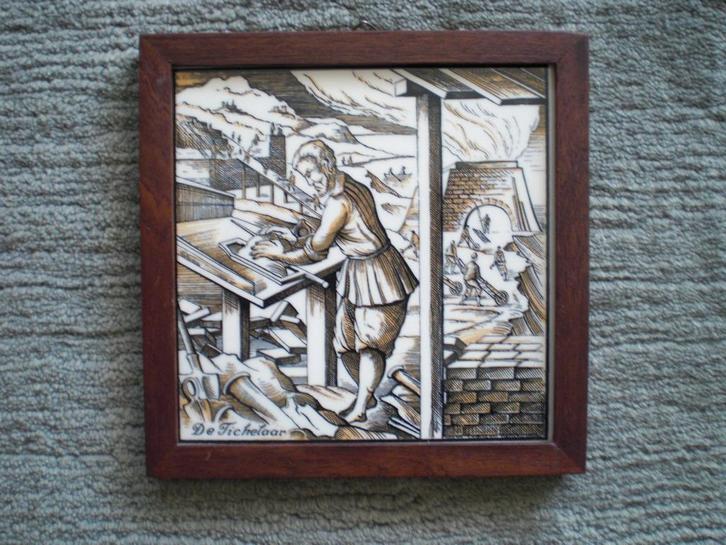 Ingelijstte Tegel, Antiek en Kunst, Antiek | Wandborden en Tegels, Ophalen of Verzenden