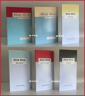 Miu Miu set 6 parfum samples proefjes testers monsters beschikbaar voor biedingen