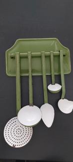 Emaille Groen Keukenrek met Lepels, Ophalen