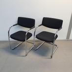 set 2x Vitra Visavis kantoorstoelen - zwarte stof, Ophalen of Verzenden, Zwart, Stof