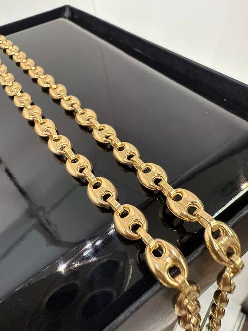 Prachtige 14 karaats gouden koffie bonen schakel ketting, Sieraden, Tassen en Uiterlijk, Kettingen, Nieuw, Goud, Ophalen of Verzenden