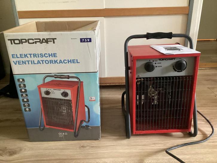 Topcraft electrische ventilator kachel met doos, Huis en Inrichting, Kachels, Zo goed als nieuw, Vrijstaand, Overige soorten, Elektrisch