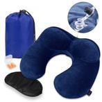 Reiskussen U-vorm donkerblauw nieuw, compact en opblaasbaar, Ophalen of Verzenden, Nieuw