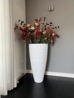 Grote witte vaas met kunstbloemen – 1 meter hoog, Huis en Inrichting, Woonaccessoires | Vazen, Ophalen, Overige kleuren, 75 cm of meer